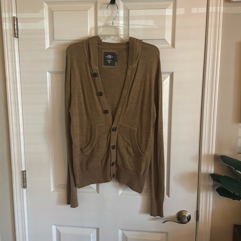 H&M camel colored hooded cardigan size small
